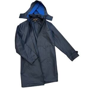Jack Spade Men's Rubberized Cotton Navy Blue Trench Coat, Rain Coat, Size XS
